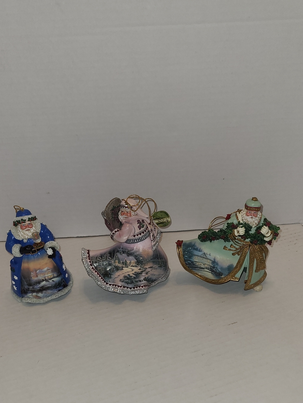 3 Thomas Kinkade Old World Santas Collection Ashton Drake Heirloom Ornament 2003